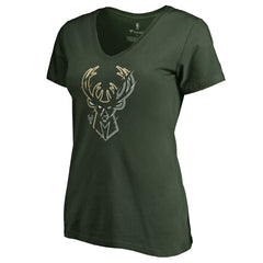 Milwaukee Bucks Women's X-Ray Slim Fit V-Neck T-Shirt Green - NBA