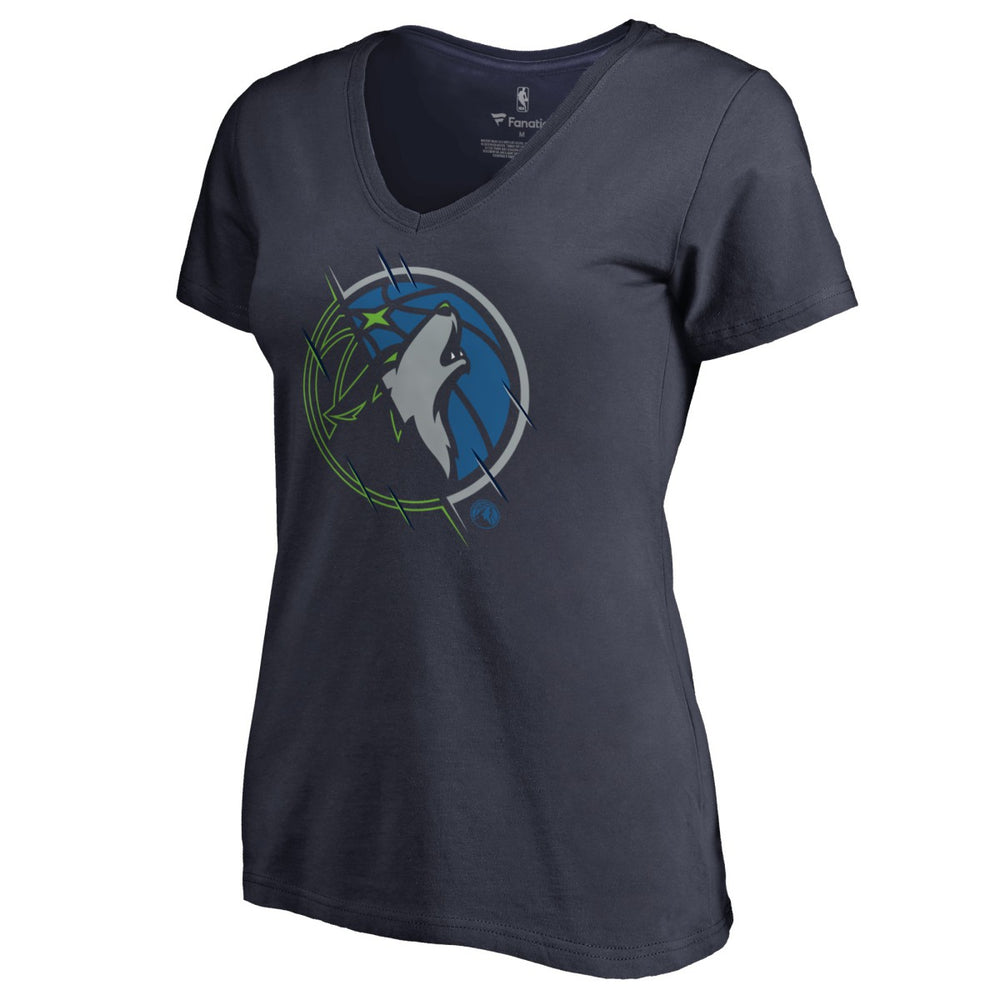 Minnesota Timberwolves Women's X-Ray Slim Fit V-Neck T-Shirt Navy - NBA
