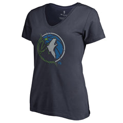 Minnesota Timberwolves Women's X-Ray Slim Fit V-Neck T-Shirt Navy - NBA
