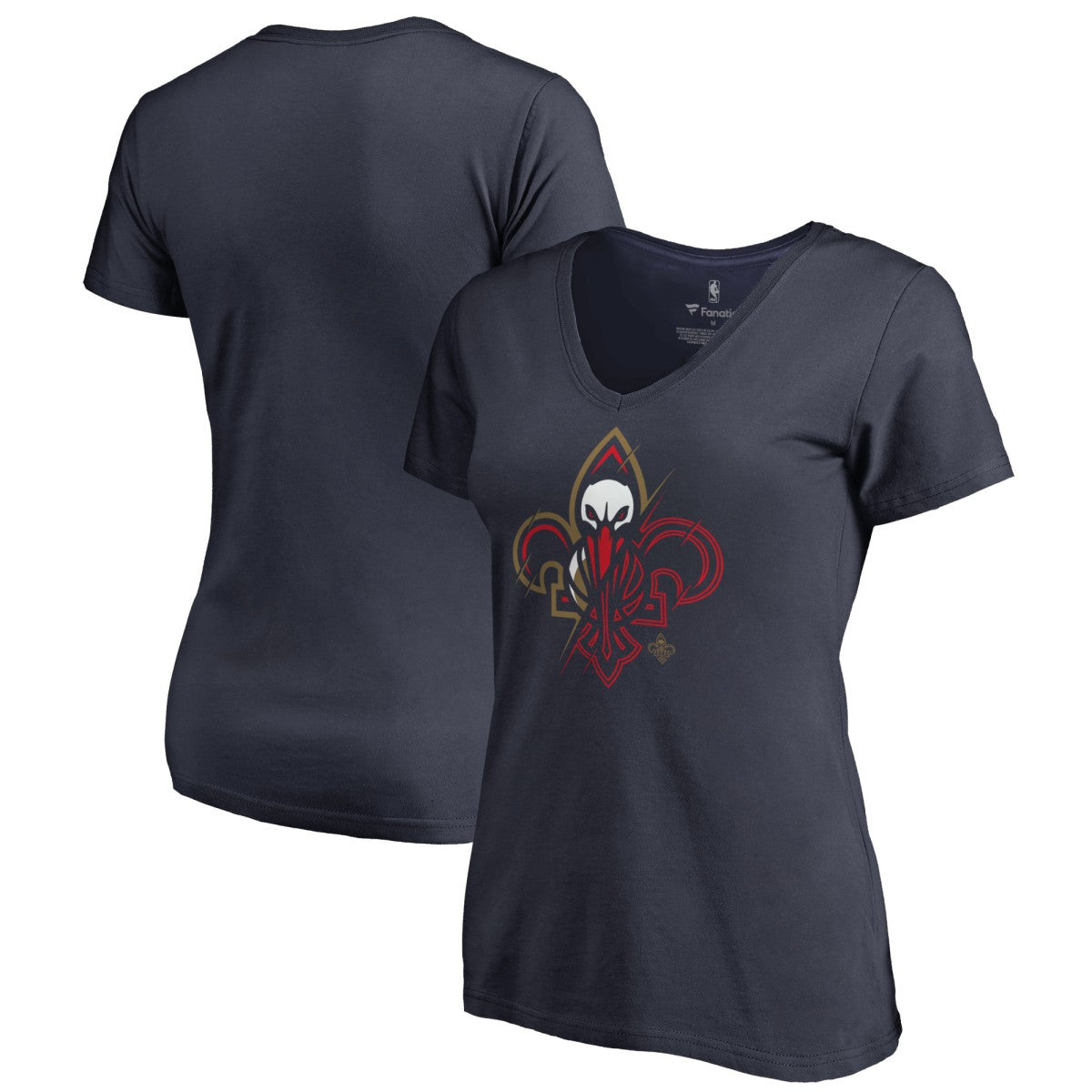 New Orleans Pelicans Women's X-Ray Slim Fit V-Neck T-Shirt Navy - NBA