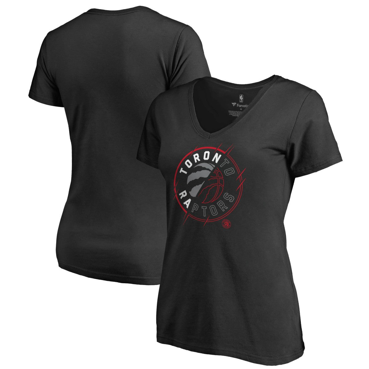 Toronto Raptors Women's X-Ray Slim Fit V-Neck T-Shirt Black - NBA