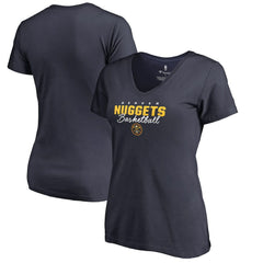 Denver Nuggets Women's Script Assist V-Neck T-Shirt Navy - NBA