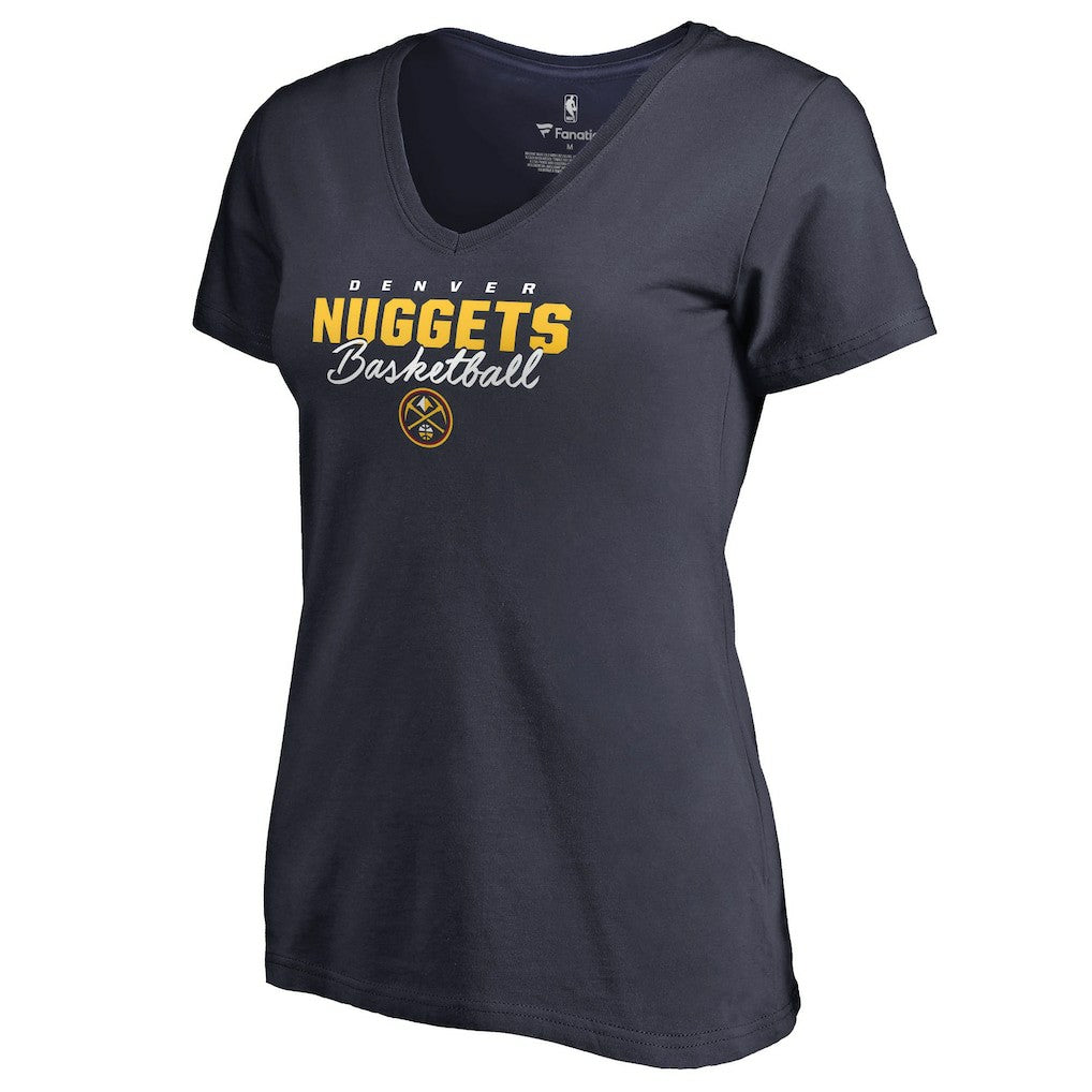 Denver Nuggets Women's Script Assist V-Neck T-Shirt Navy - NBA