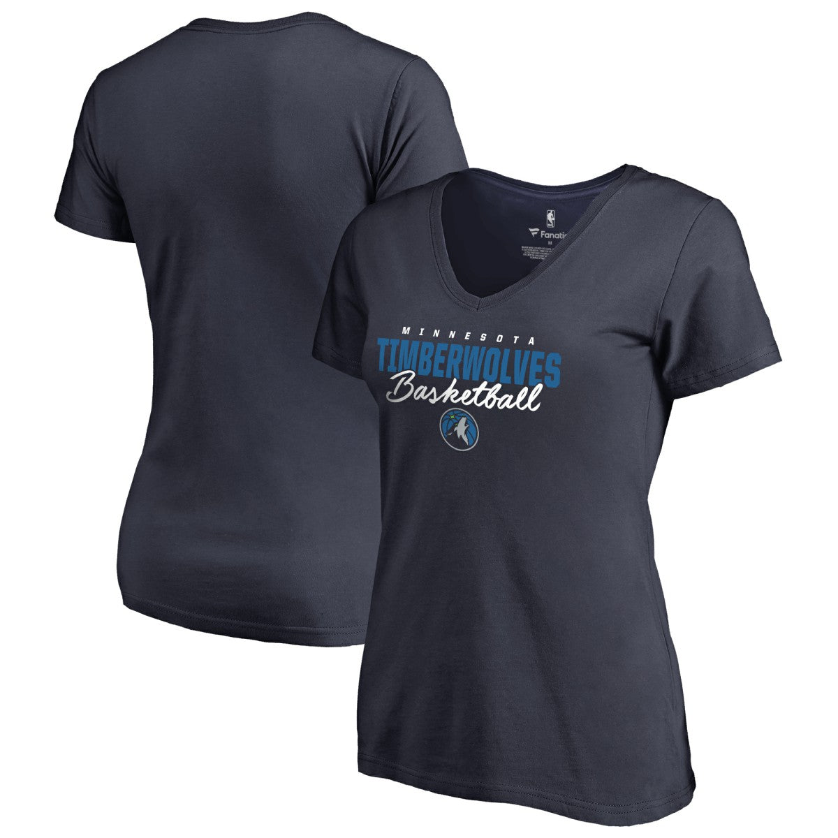 Minnesota Timberwolves Women's Script Assist V-Neck T-Shirt Navy - NBA