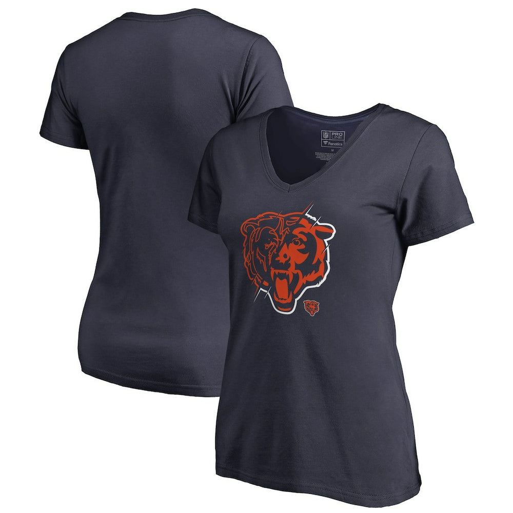 Chicago Bears Women's X-Ray Slim Fit V-Neck T-Shirt Navy | NFL