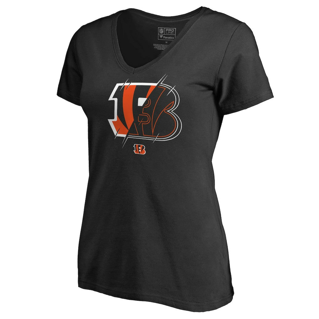 Cincinnati Bengals Women's X-Ray Slim Fit V-Neck T-Shirt Black | NFL