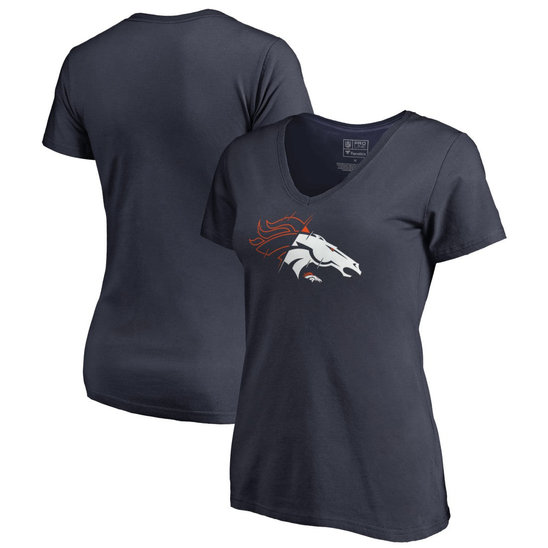 Denver Broncos Women's X-Ray V-Neck T-Shirt Navy | NFL