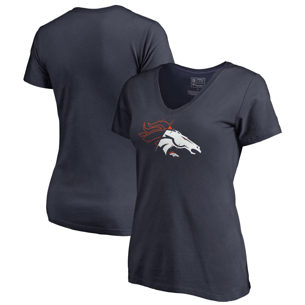 Denver Broncos Women's X-Ray V-Neck T-Shirt Navy | NFL