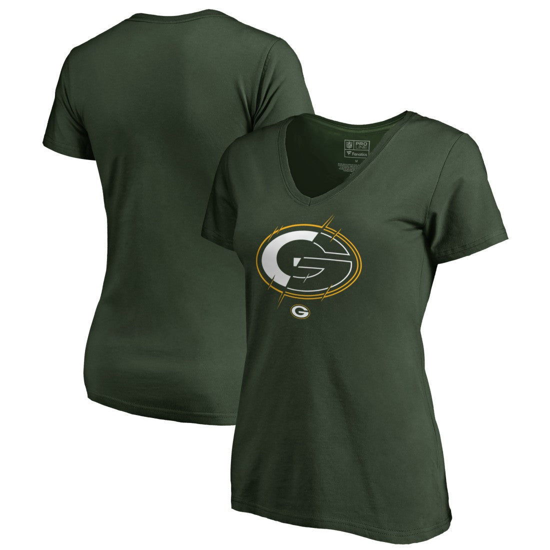 Green Bay Packers Women's X-Ray Slim Fit V-Neck T-Shirt Green | NFL