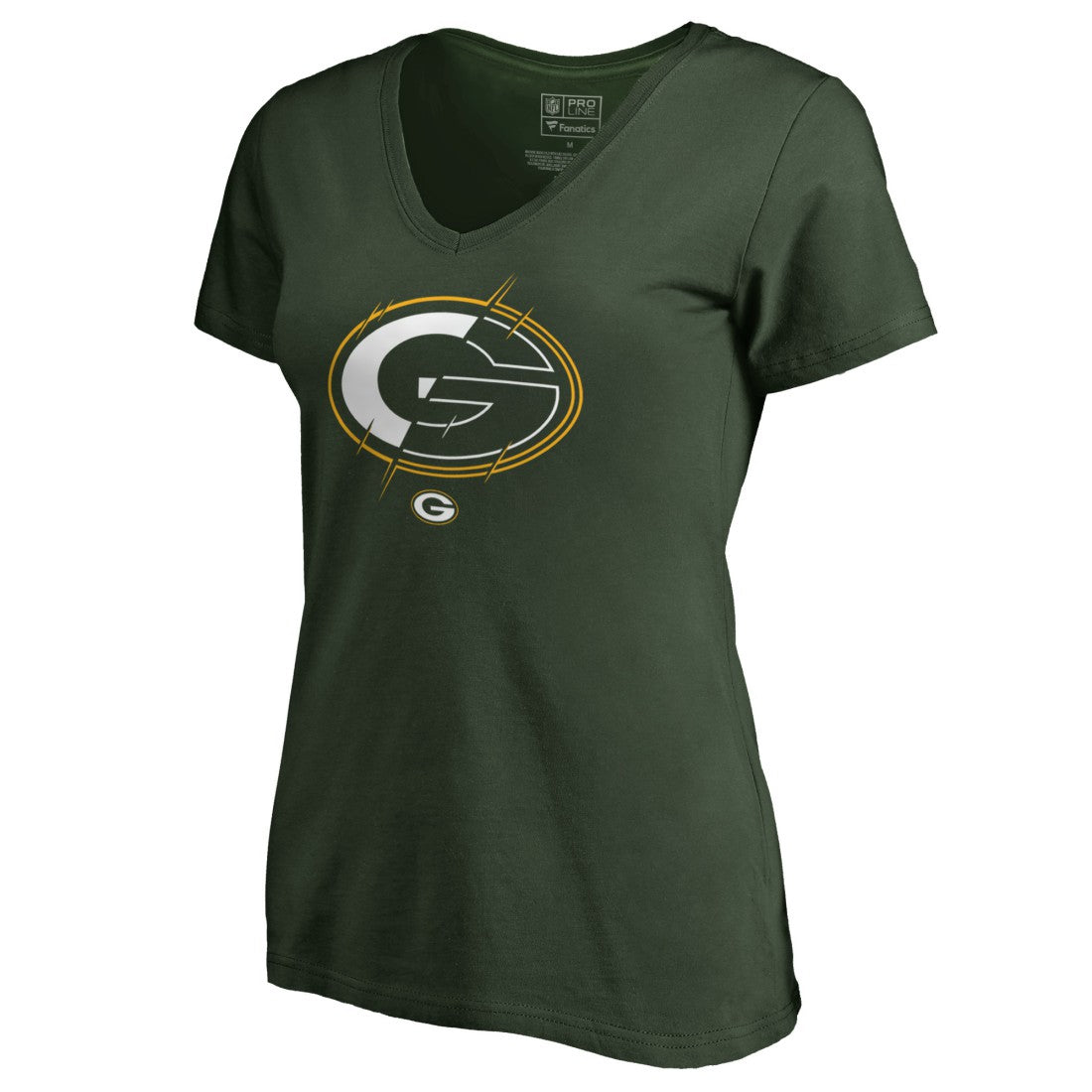 Green Bay Packers Women's X-Ray Slim Fit V-Neck T-Shirt Green | NFL
