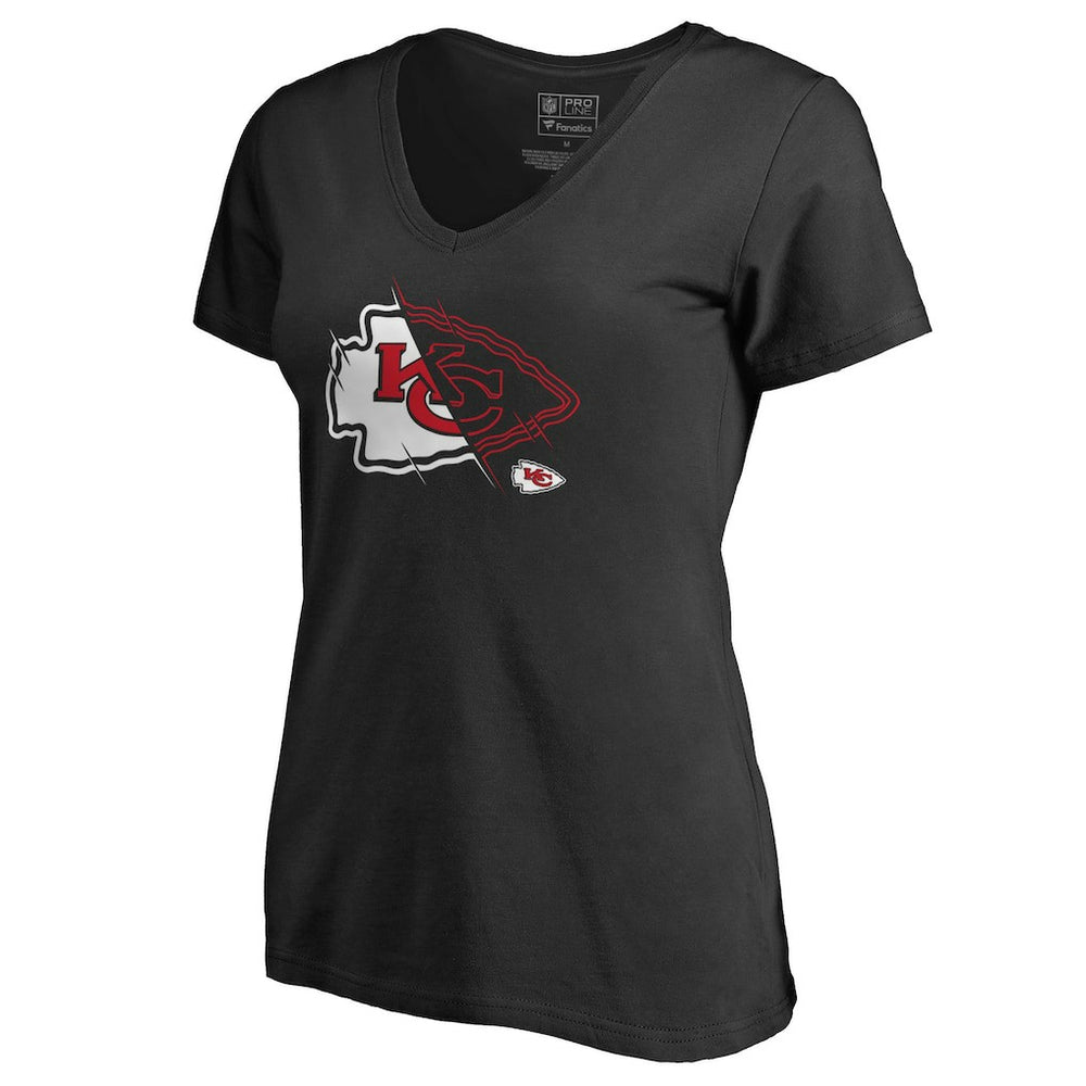 Kansas City Chiefs Women's X-Ray Slim Fit V-Neck T-Shirt Black | NFL