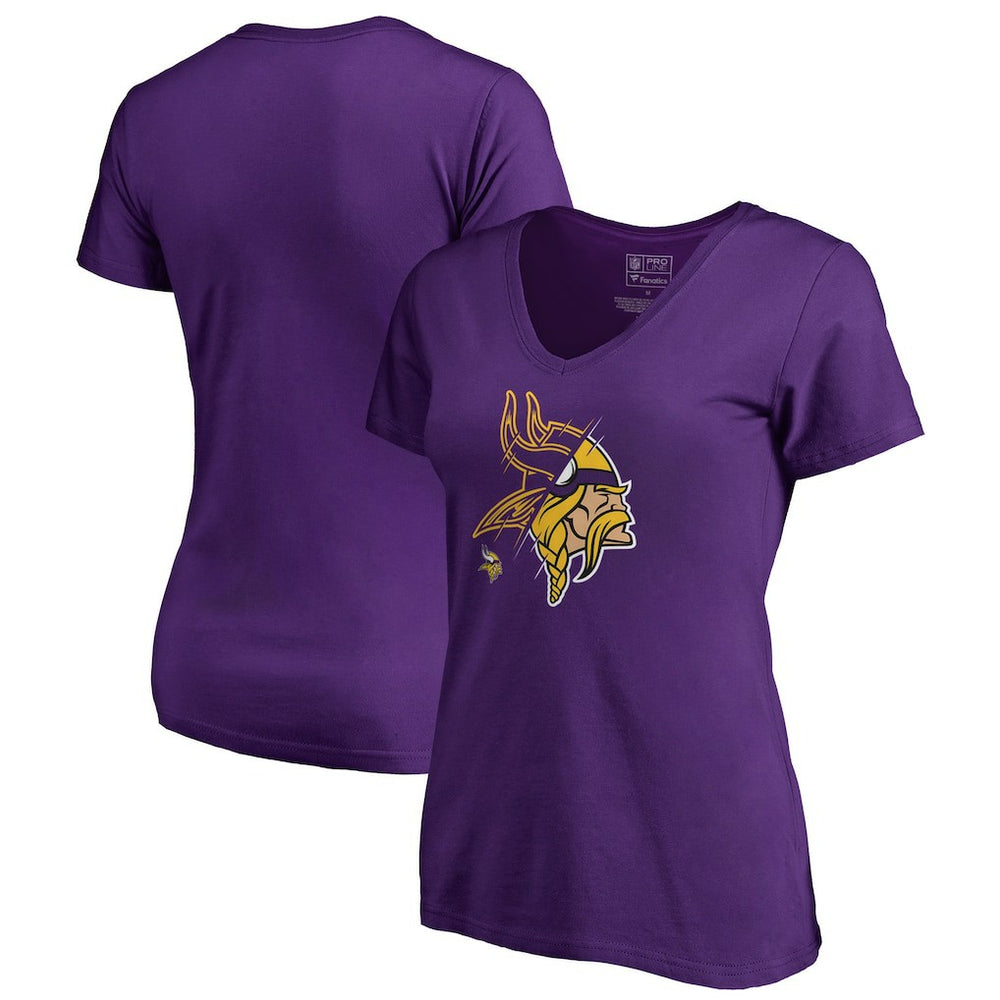 Minnesota Vikings Women's X-Ray Slim Fit V-Neck T-Shirt Purple | NFL