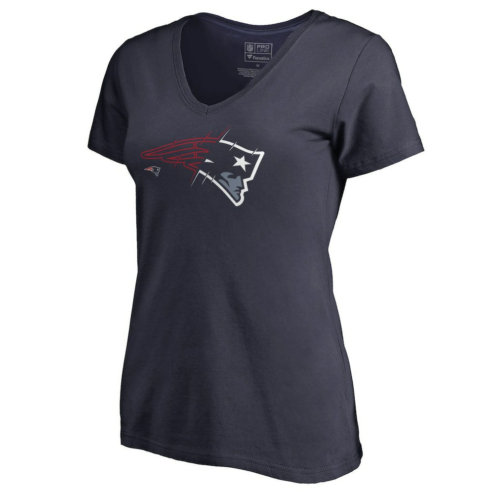 New England Patriots Women's X-Ray V-Neck T-Shirt Navy | NFL