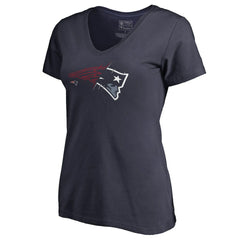 New England Patriots Women's X-Ray V-Neck T-Shirt Navy | NFL
