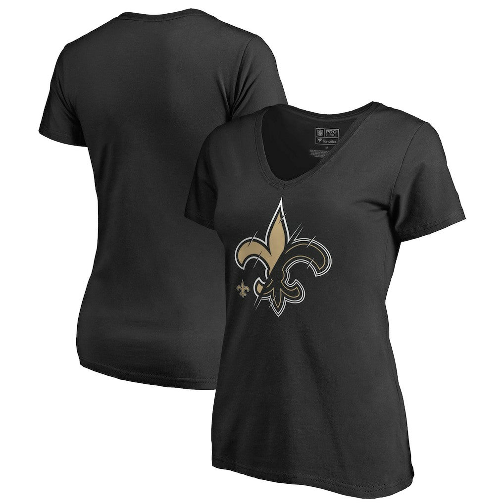 New Orleans Saints Women's X-Ray Slim Fit V-Neck T-Shirt Black | NFL