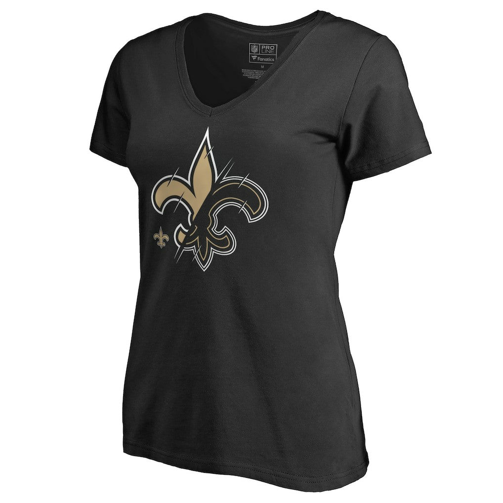 New Orleans Saints Women's X-Ray Slim Fit V-Neck T-Shirt Black | NFL