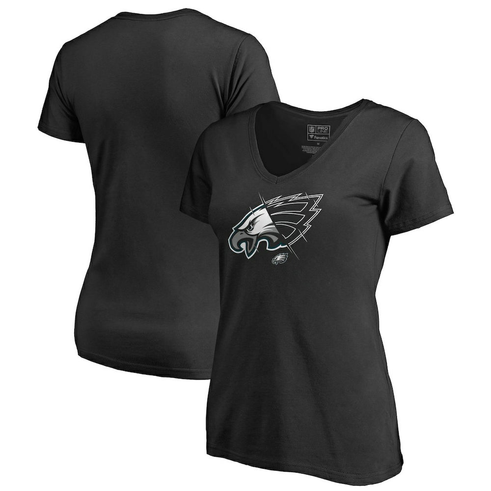 Philadelphia Eagles Women's X-Ray Slim Fit V-Neck T-Shirt Black | NFL