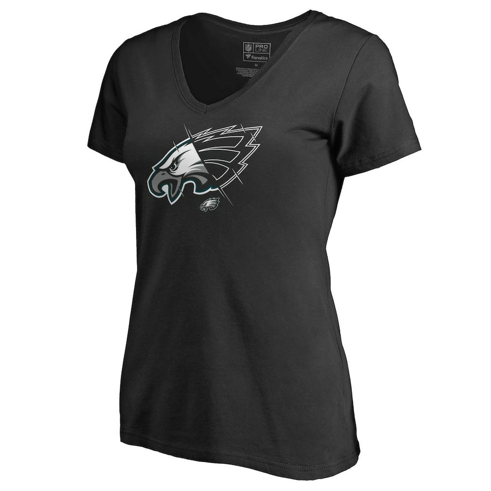Philadelphia Eagles Women's X-Ray Slim Fit V-Neck T-Shirt Black | NFL