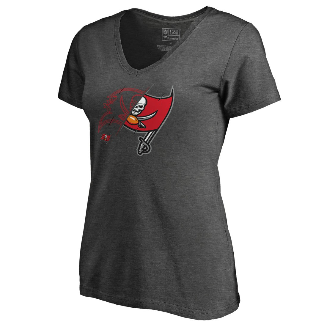Tampa Bay Buccaneers Women's X-Ray Slim Fit V-Neck T-Shirt Heathered Gray | NFL