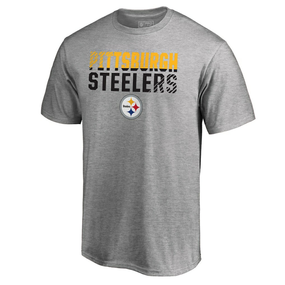 Pittsburgh Steelers Iconic Collection Fade Out T-Shirt II Heather Gray | NFL