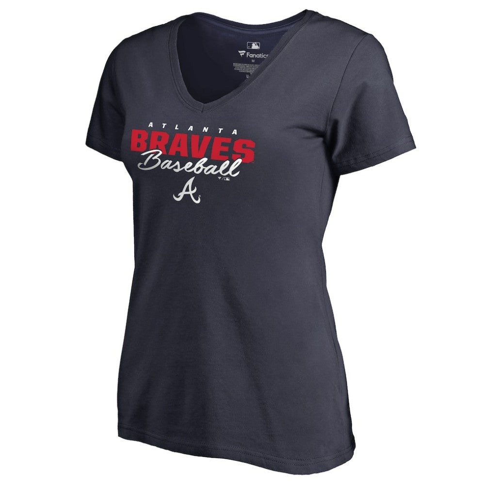 Atlanta Braves Women's Script Assist V-Neck T-Shirt - MLB