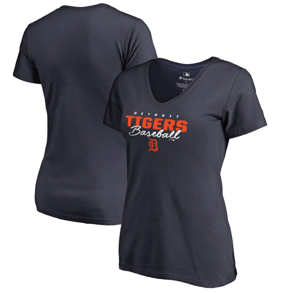 Detroit Tigers Women's Script Assist V-Neck T-Shirt - MLB