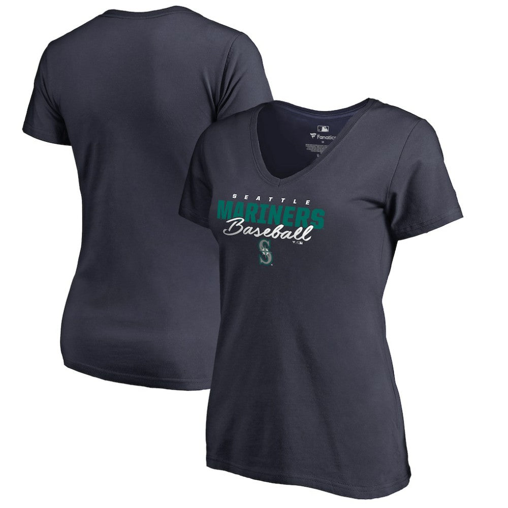Seattle Mariners Women's Script Assist V-Neck T-Shirt - MLB
