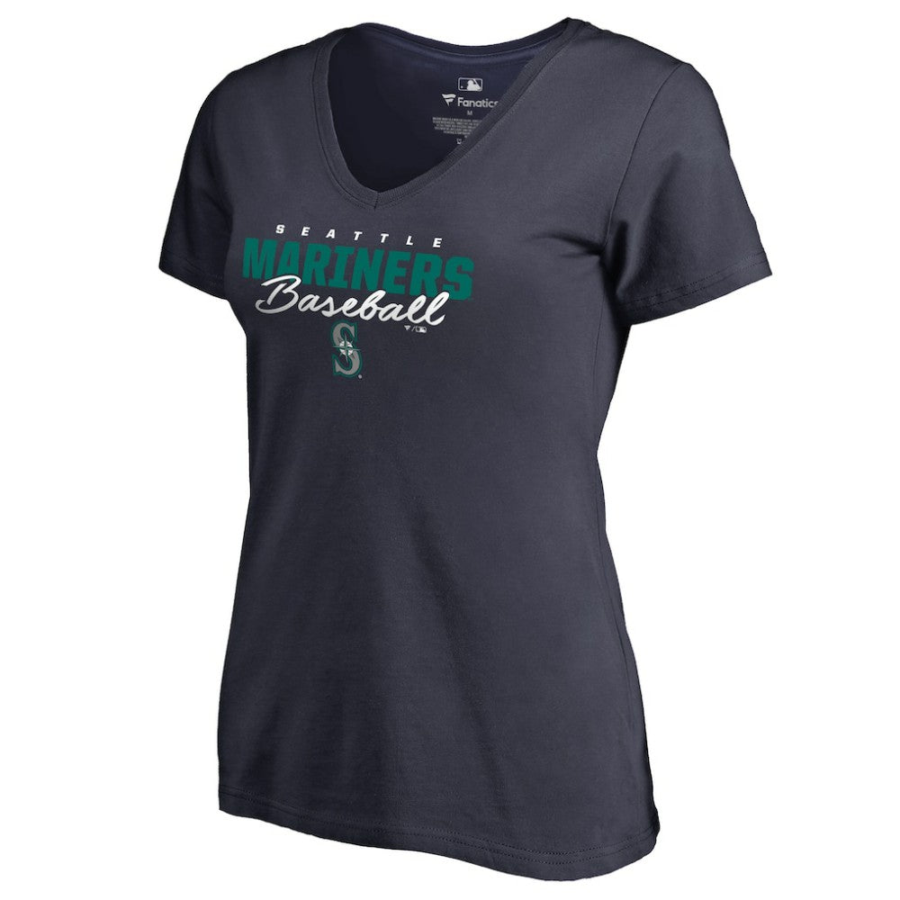 Seattle Mariners Women's Script Assist V-Neck T-Shirt - MLB