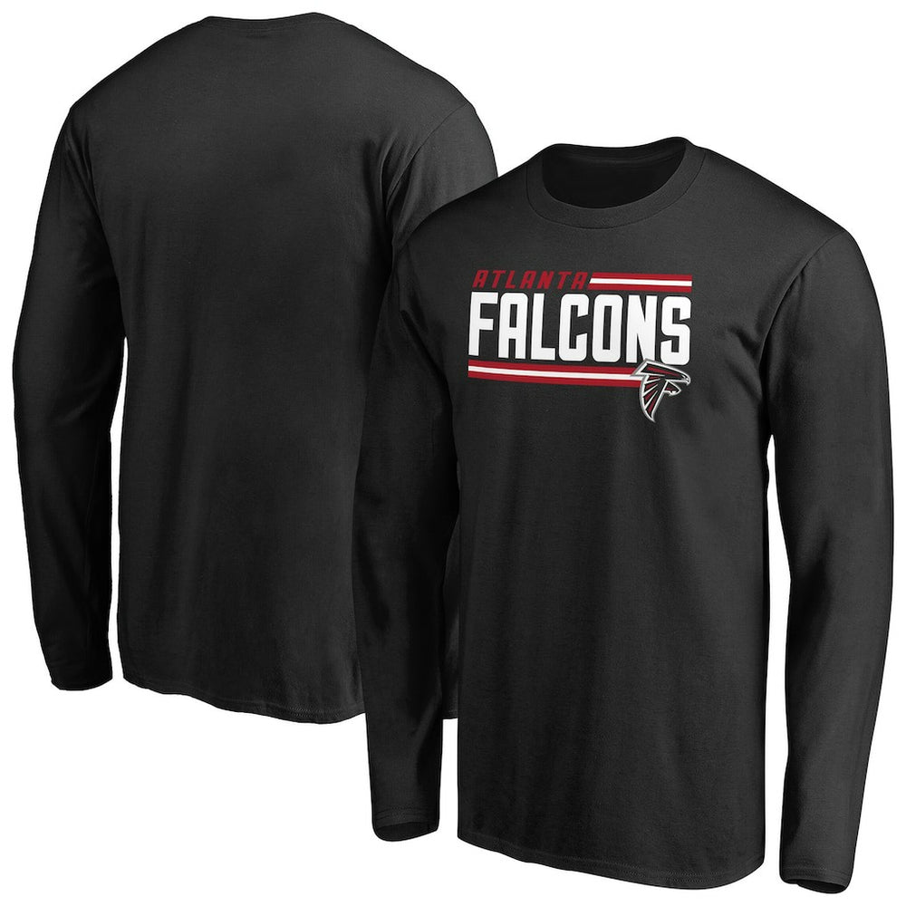 Atlanta Falcons Iconic Collection On Side Stripe Long Sleeve T-Shirt Black | NFL