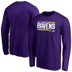Baltimore Ravens Iconic Collection On Side Stripe Long Sleeve T-Shirt Purple | NFL