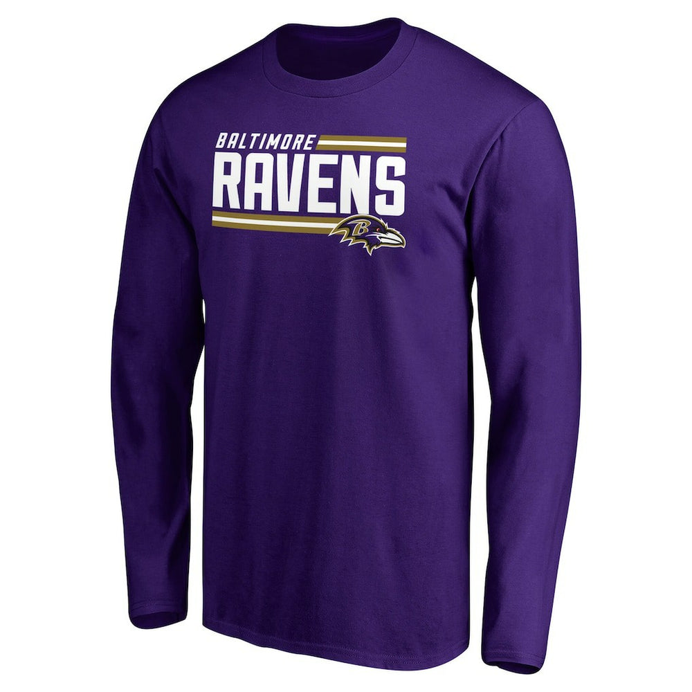 Baltimore Ravens Iconic Collection On Side Stripe Long Sleeve T-Shirt Purple | NFL