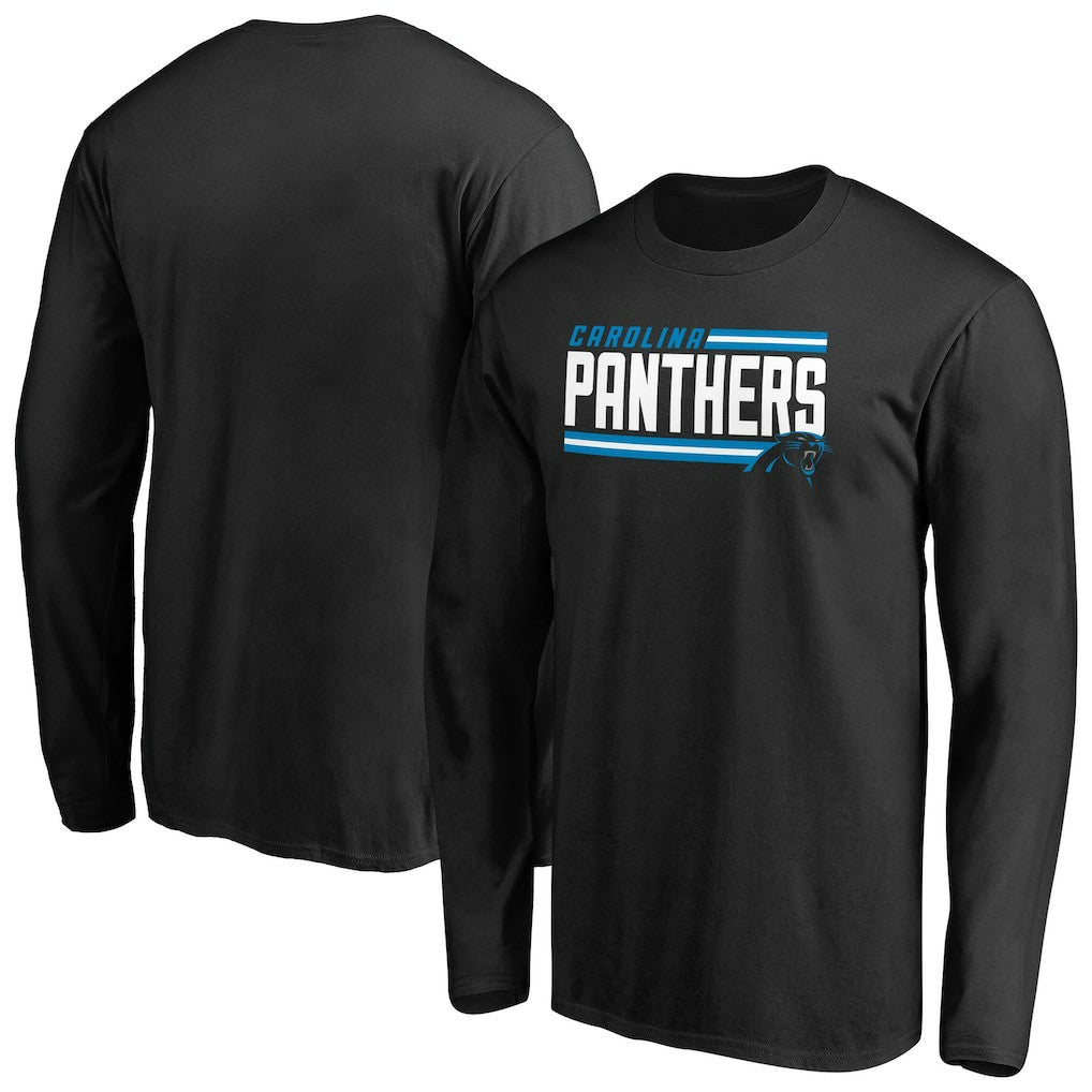 Carolina Panthers Iconic Collection On Side Stripe Long Sleeve T-Shirt Black | NFL