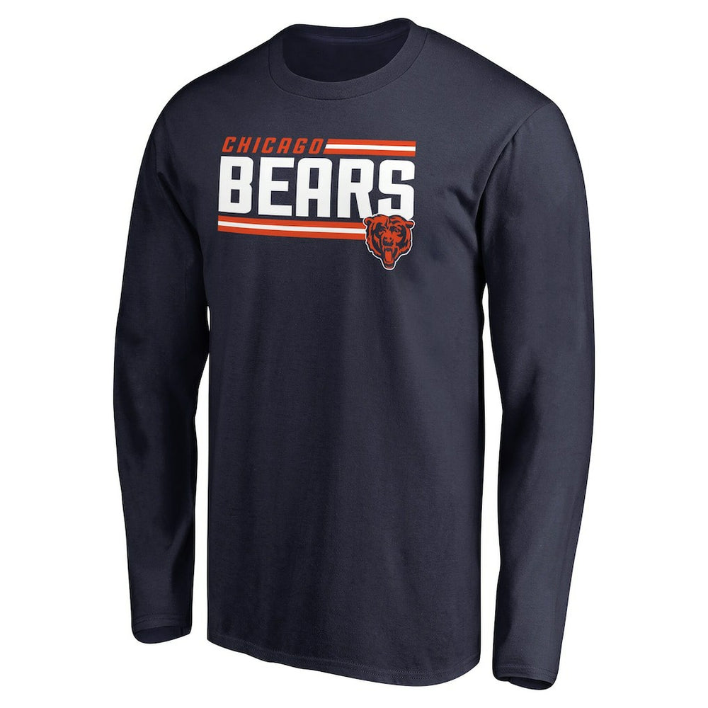 Chicago Bears Iconic Collection On Side Stripe Long Sleeve T-Shirt Navy | NFL