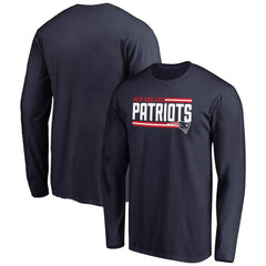 New England Patriots Iconic Collection On Side Stripe Long Sleeve T-Shirt Navy | NFL