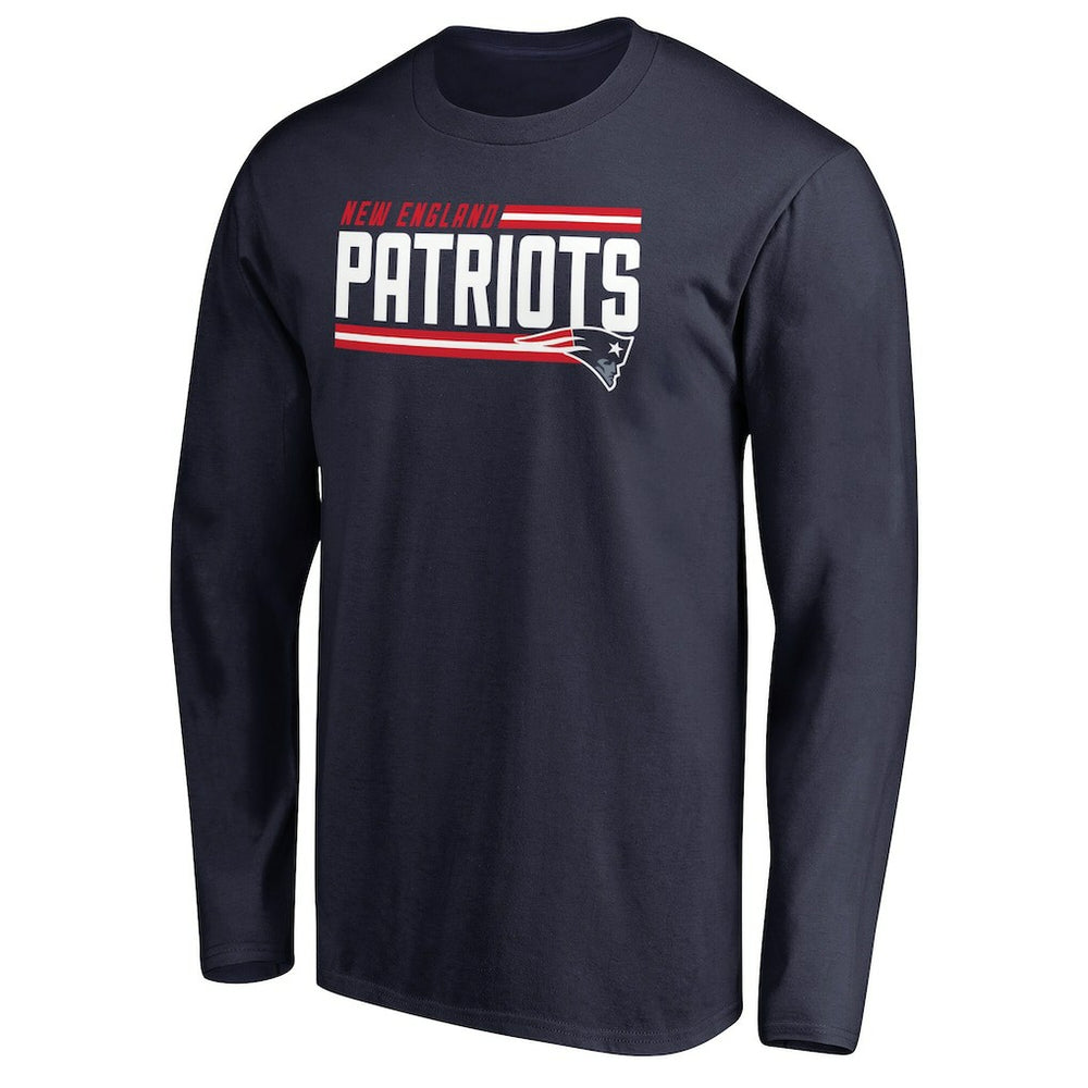 New England Patriots Iconic Collection On Side Stripe Long Sleeve T-Shirt Navy | NFL