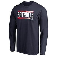 New England Patriots Iconic Collection On Side Stripe Long Sleeve T-Shirt Navy | NFL