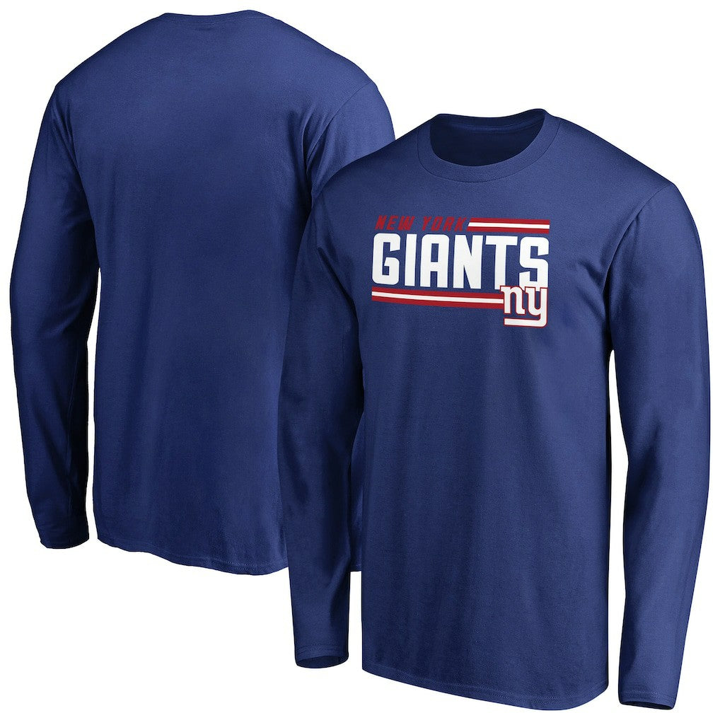 New York Giants Iconic Collection On Side Stripe Long Sleeve T-Shirt Royal | NFL
