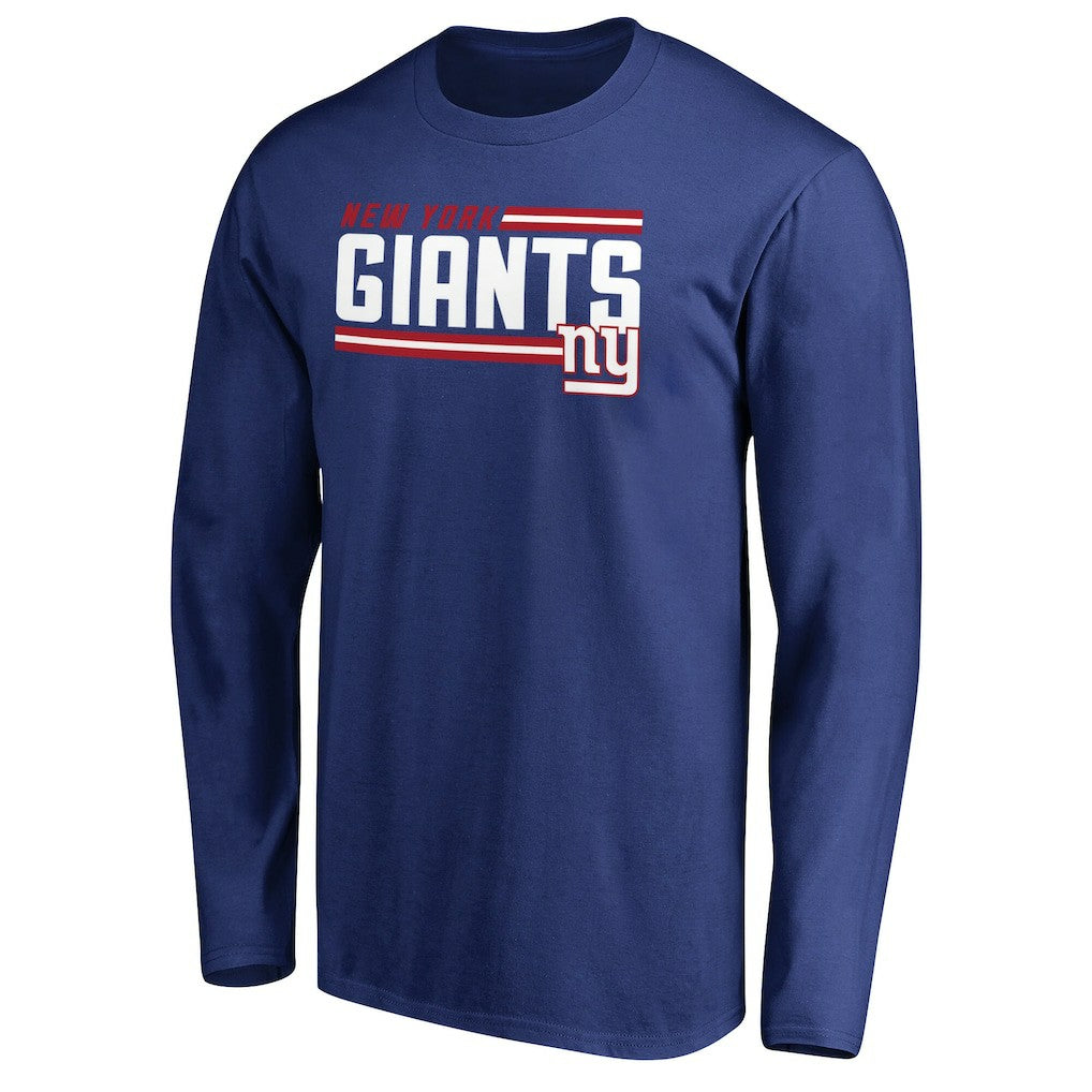 New York Giants Iconic Collection On Side Stripe Long Sleeve T-Shirt Royal | NFL