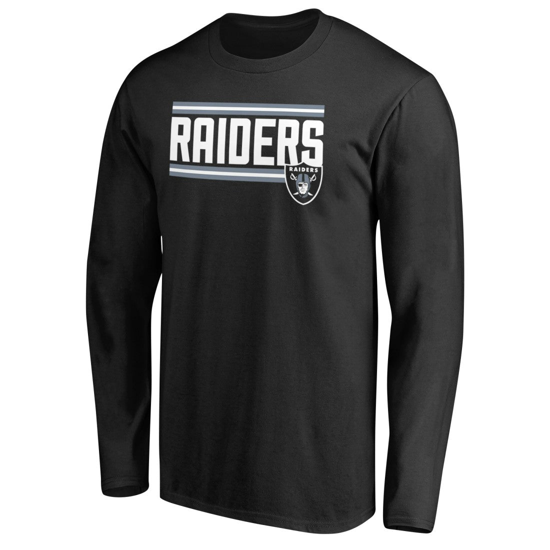 Las Vegas Raiders Iconic Collection On Side Stripe Long Sleeve T-Shirt Black | NFL