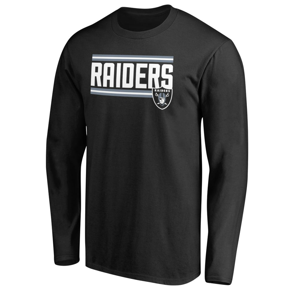 Las Vegas Raiders Iconic Collection On Side Stripe Long Sleeve T-Shirt Black | NFL