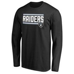 Las Vegas Raiders Iconic Collection On Side Stripe Long Sleeve T-Shirt Black | NFL