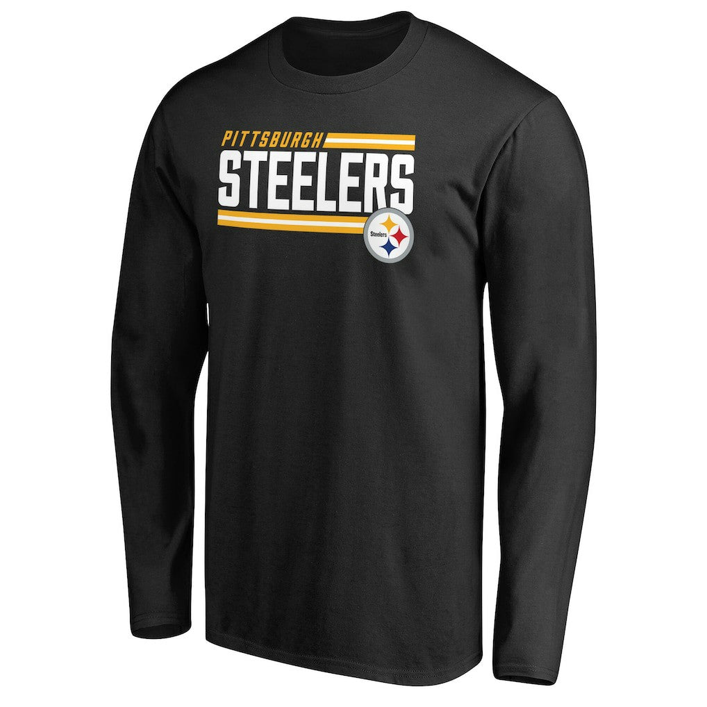 Pittsburgh Steelers Iconic Collection On Side Stripe Long Sleeve T-Shirt Black | NFL