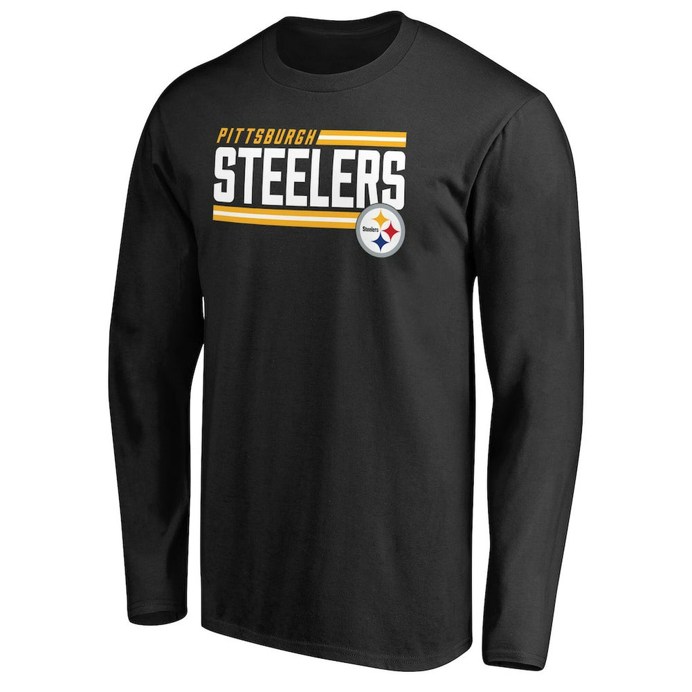 Pittsburgh Steelers Iconic Collection On Side Stripe Long Sleeve T-Shirt Black | NFL