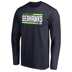 Seattle Seahawks Iconic Collection On Side Stripe Long Sleeve T-Shirt College Navy | NFL