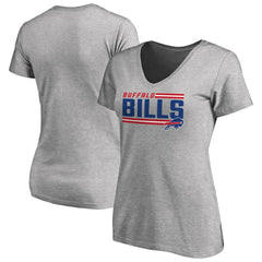 Buffalo Bills Women's Iconic Collection On Side Stripe V-Neck T-Shirt Ash | NFL