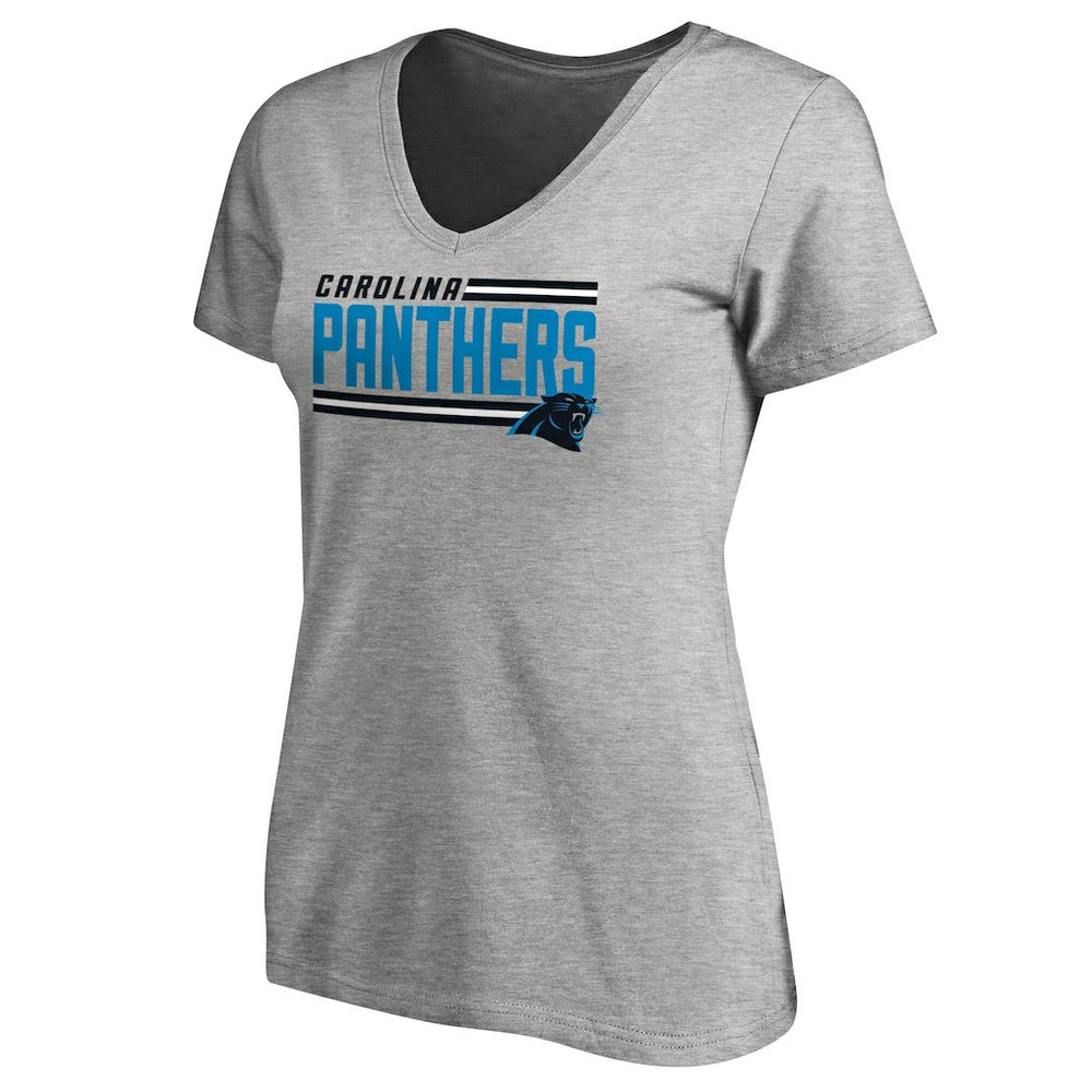 Carolina Panthers Women's Iconic Collection On Side Stripe V-Neck T-Shirt Heather Gray | NFL