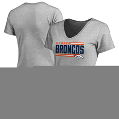 Denver Broncos Women's Iconic Collection On Side Stripe V-Neck T-Shirt Ash | NFL