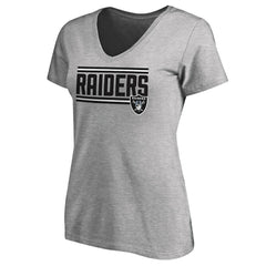 Las Vegas Raiders Women's Iconic Collection On Side Stripe V-Neck T-Shirt Heather Gray | NFL