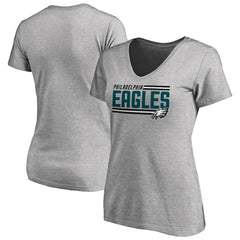 Philadelphia Eagles Women's Iconic Collection On Side Stripe V-Neck T-Shirt Ash | NFL