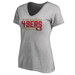 San Francisco 49ers Women's Iconic Collection On Side Stripe V-Neck T-Shirt Ash | NFL